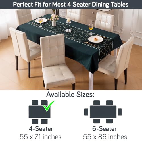 Image of HOKIPO Modern Grace Table Cloth for 4 Seater, 55x71 in, Midnight Lines