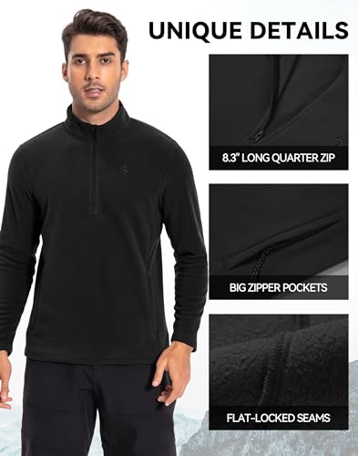 Pioneer Camp Mens Quarter Zip Pullover Fleece Sweater with Zipper Pocket Long Sleeve Sweatshirt Lightweight Thermal Jacket4