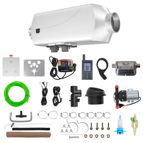 Image of 8KW Diesel Parking Heate 12V All-in-One Water - Air Heater with LCD & Dual Remote Control, Diesel Water Heater for 26 Gallon RV Water Tank Heating, Auto Temp Control, 9L Tank, for Car, Truck, RV