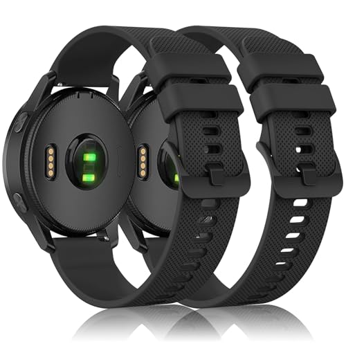 2 Pack Bands Compatible with Garmin Vivoactive 4 Watch Band, Soft Silicone Sport Replacement Strap...