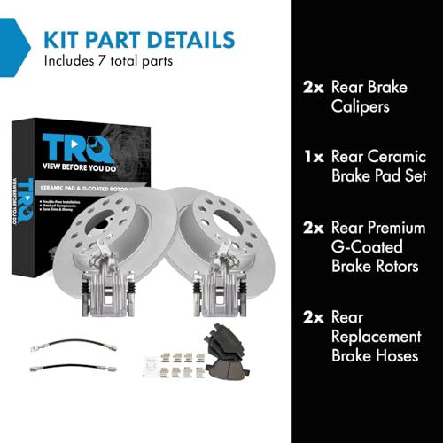 Image of TRQ Rear Brake Pad and Rotor Set Ceramic Coated Rotors Calipers Compatible with 2010-2013 Audi A3 A3 Quattro 2012 Volkswagen Beetle 2011-2016 Eos 2010-2014 Golf 2012-2014 GTI Jetta 2012-2015 Passat