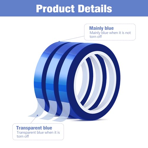 Image of Sublimation Tape 3 Rolls, 10Mm x 30M Heat Resistant Blue Tape | No Residue Easy to Tear Heat Resistant Tape for Sublimation Press Electronic Soldering Insulation