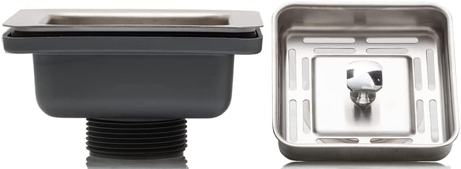 Image of Fossa 4.5 Inch Stainless Steel 5-Year Warranty Square Kitchen Sink Coupling | Drain Coupling for Home | Rust-Free & Corrosion-Resistant | Sink Strainer - Silver (Matte Finish)