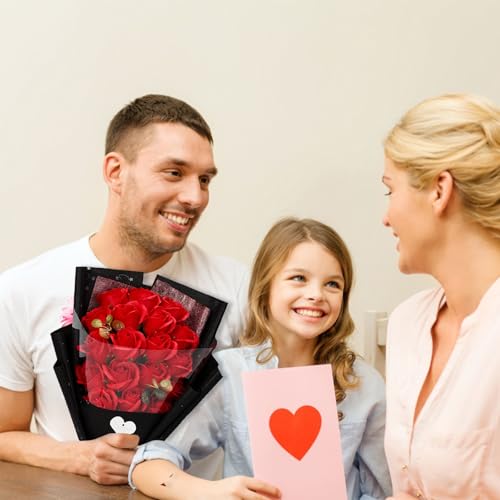Bouquet de fleurs avec roses rouges préservées naturelles TEEKU taille unique
