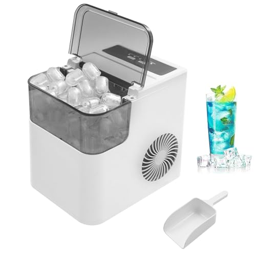 Nugget Ice Makers Countertop, 26.5lbs/24H, Ready in 8 Mins, One-Click Operation Self-Cleaning Portable Ice Machine with 1.4L Water Tank Small Ice Makers for Home, Cafes, Office, Removable Basket
