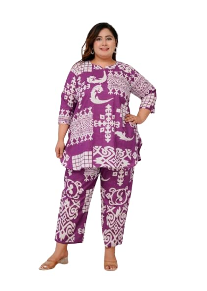 Image of Cord Set for Women Cotton |Plus Size A Line Kurta Set Stylish | Ethnic Dress Kurti Sets | Printed Dresses for Woman | Long Sleeves