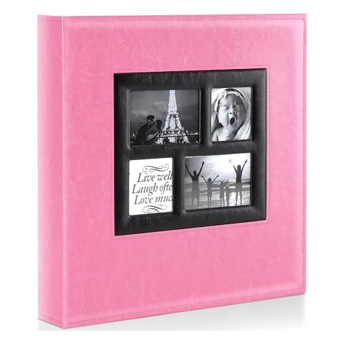 Ywlake Album Photo 10x15 1000 Pochette, Grand Geant Format Cuir Tissu Album pour Horizontal Vertical Photos Rose