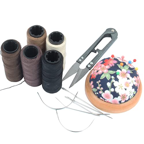 5 rollos de hilo para coser con 6 agujas para extensiones de cabello miniatura 3
