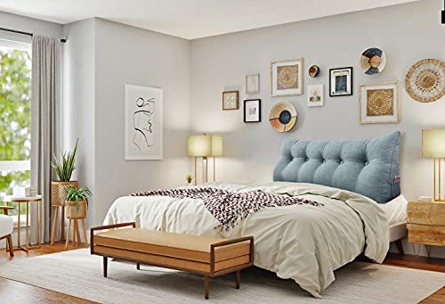 Wowmax Large Bolster Triangular Positioning Support Reading Backrest Wedge Pillow For Headboard Day Bed Bunk Bed With Removable Cover, Gifts For Mom Gray Linen Blend 71 Inches #TOP6