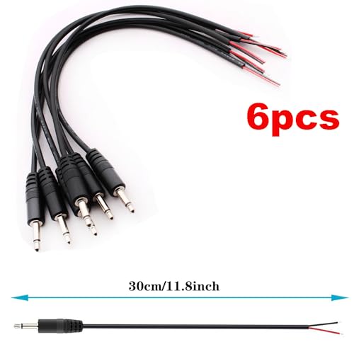 RUNCCI-YUN 6Pcs 3.5mm TS 2-pin plug 3.5mm Male to Bare Wire Open End for soldering 3.5 mm mini jack plug Cable for Repairing Audio Cables(30 cm) - Image 2