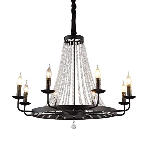 Preisvergleich Produktbild Chitty Französisch Retro Schwarz Schmiedeeisen K9 Kristall Kronleuchter Wohnzimmer Esszimmer Kronleuchter Schlafzimmer Lampe Bekleidungsgeschäft Amerikanischen Kronleuchter E14 * 5 * 5w Dekoration