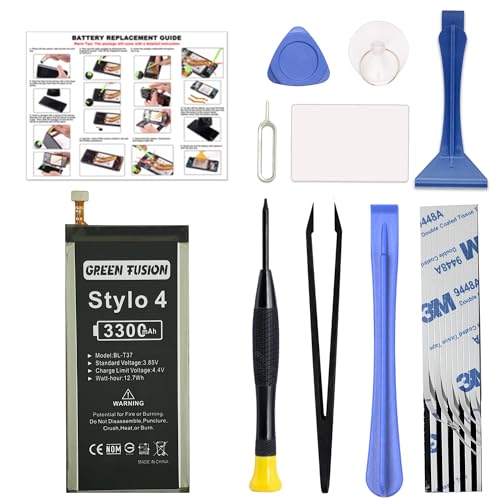 GREEN FUSION for LG Stylo 4 & V40 ThinQ Battery Replacement, with Video Tutorial, BL-T37 Battery for LG Stylo 4 & V40 ThinQ, with Installation Instruction & Repair Toolkit