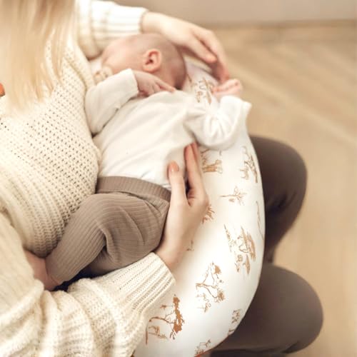 Image of GRSSDER Nursing Pillow Cover Stretchy Minky Removable Nursing Covers for Breastfeeding Pillows, Ultra Soft Comfortable Slipcover for Boy and Girls, Stylish Elk Animals Pattern