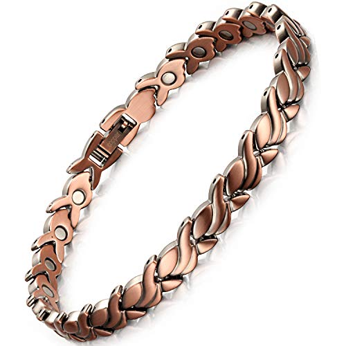 RainSo Elegantes Damen-Magnettherapiearmband aus Reinem Kupfer, Magnetfeldtherapie-Armband, Damengesundheits-Magnettherapiearmband, Exquisite Verpackung Cover