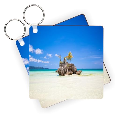 Island Gifting featuringTropical Beach with Turquoise Water sandy Beach in Phillipines Key Chains...