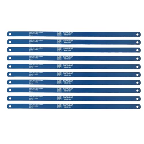 Image of Taparia HBHC 1224 Hacksaw Blades 300mm 24 TPI (Pack of 10)-Carbon Steel All Hard Construction-Heavy Duty Cutting Blade for Metal, Wood, PVC, Plastic Pipes-For Home, Garage, Workshop, Industry
