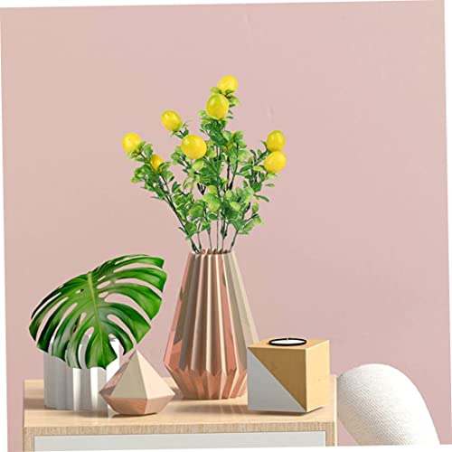 XUEYEGONGJI Artificial Lemon Branches, 4PCS Yellow Fake Lemon with Green Leaves, Faux Yellow Lemons Tree Stem, Fake Fruit Branch, Artificial Floral Picks Branches, Lemon Fruit Props