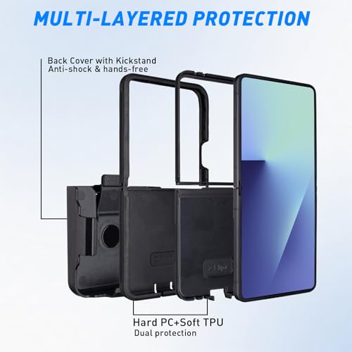 Image of for Samsung Galaxy Z Flip 7 Case with Belt Clip Holster, 2 Layers of Sturdy, Heavy Duty Protection Case for Samsung Z Flip 7, Black