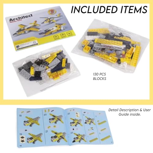 Image of 3-in-1 Architect Series Highway Cruiser Building Block Toy Set - 130 PCS | Airplane & Motorbike DIY STEM Toy for Kids | Educational Interlocking Bricks for Boys & Girls (3 Models in 1)