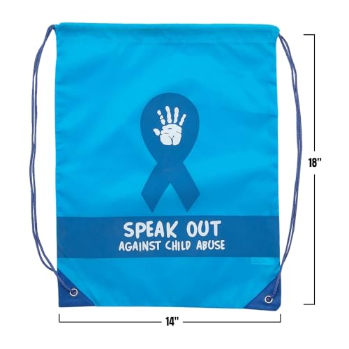 Fun Express - Large Nylon Drawstring Bags - Child Abuse Awareness - 14" x 18" - 12 Pack - Totes & Novelty Backpacks - Apparel Accessories3