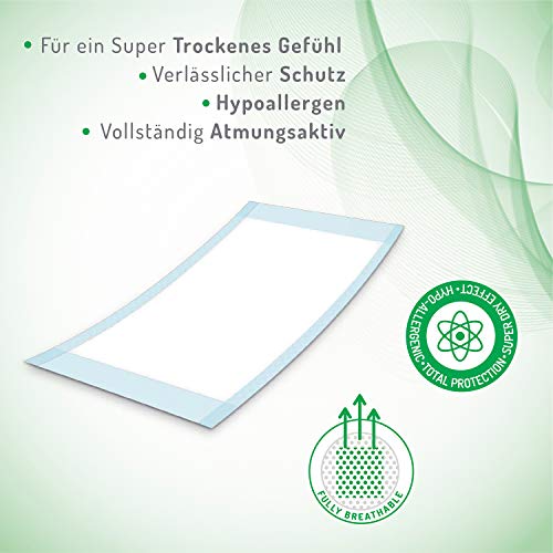 Absorbeo EXTRA Bettschutzunterlagen 30 Stück, Super Dry Effekt, Komplettschutz, Hypoallergen, Vollständig Atmungsaktiv, Größe 60 X 90 cm