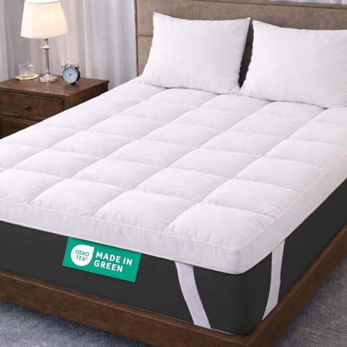 ACRALI HOME Small Double Mattress Topper 4 Inch/10cm Quilted Hypoallergenic Thick Breathable Mattress Topper Small Double Bed Extra Deep with Strong Corner Straps for Luxury Comfort