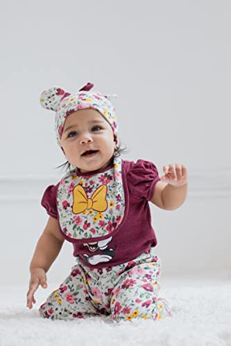 Disney Minnie Mouse Infant Baby Girls Bodysuit Pants Bib And Hat 4 Piece Outfit Set Purple 18 Months #TOP2