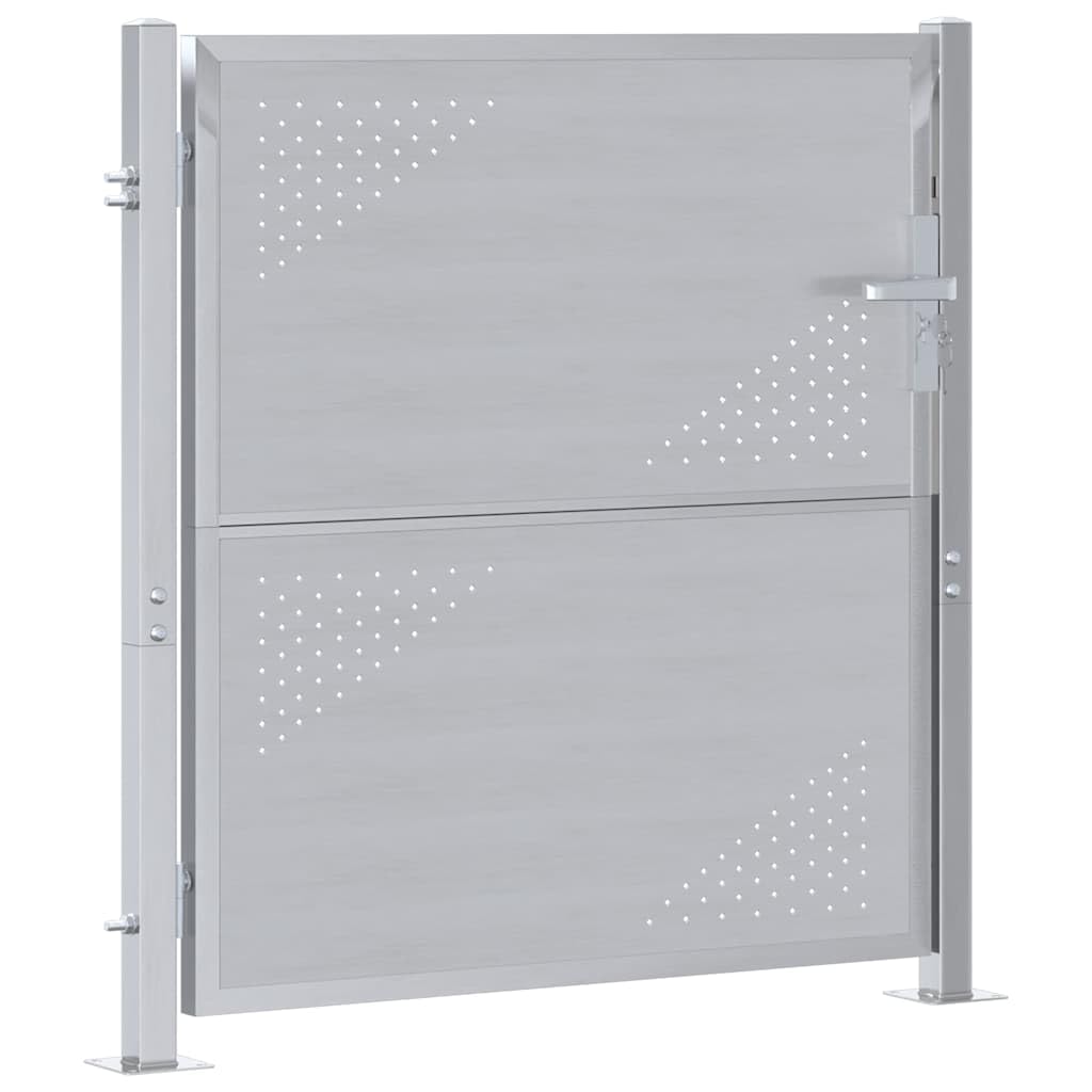 Genérico Puerta de jardín Plateado 95 x 100 cm Acero Inoxidable, Puertas de jardín Plata,3402577