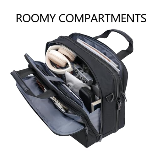 Image of VANKEAN Laptop Briefcase Premium Laptop Case Fits Up to 17.3 Inch Business Shoulder Bag Laptop Expandable Water-Repellent Messenger Bag for Men /Women Computer Bag for Travel /Business /Black-Grey