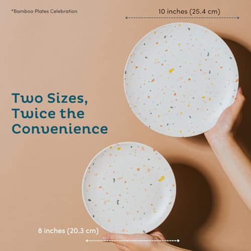 Nook Theory 4 Pack Reusable Bamboo Plates - Non-Toxic Toddler and Kids Plate, Dishwasher Safe, Not Microwavable Dinnerware (Catdog 8") - Thumbnail 2