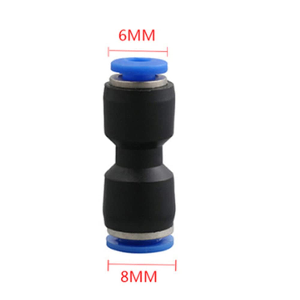 ezqnirk 1PCS Pneumatic Quick Fitting Cylinder Air Water Hose Straight Type Connector,PG 8-6mm