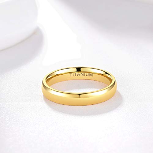 TIGRADE 2mm 4mm 6mm Gold Titanium Ring Plain Dome High Polished Wedding Band Comfort Fit Size 3-13.52