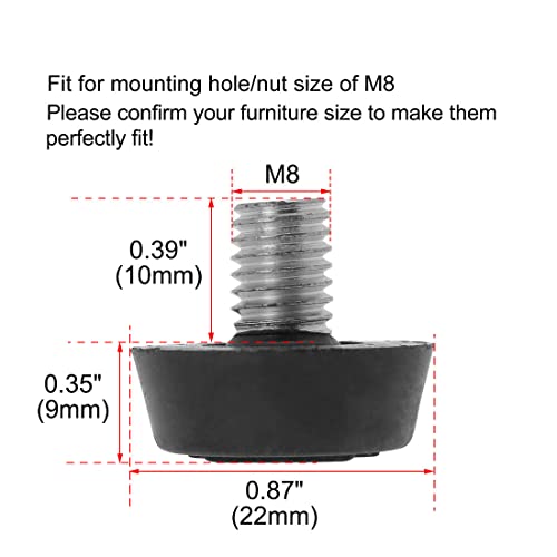 Sourcingmap M8 x 10 x 22mm Furniture Glide Leveling Feet Adjustable Leveler Floor Protector for Table Desk Cabinet Leg 10 Pack - Image 2