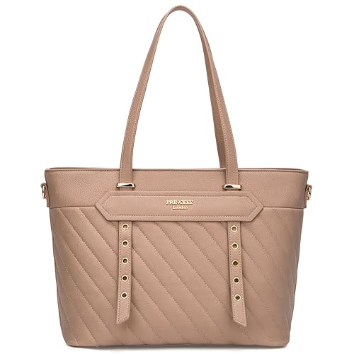 Princely London Handtasche Naomi Cappuccino – Stilvolle Kleine Schultertasche aus Hochwertigem Veganem Leder – Perfekt für Alltag, Büro und Freizeit (Cappuccino/Braun)