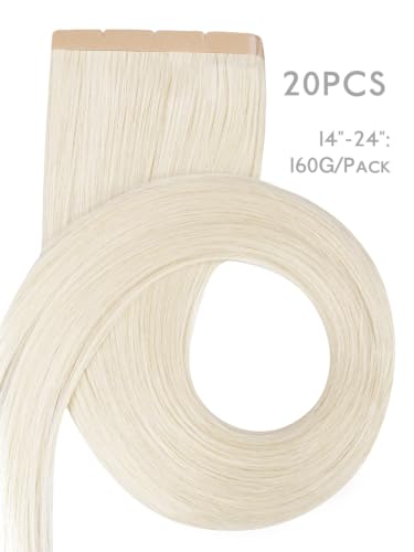 Image of WENNALIFE 3.15 inch Wide Tape in Hair Extensions Human Hair, Tape in Weft