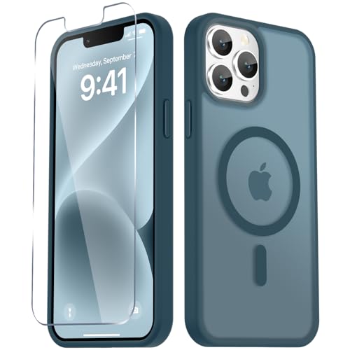 Image of YENAPOON for iPhone 13 Pro Max Case, Matte Magnetic Phone Cover [with 1 Screen Protector] [Support for MagSafe] [Shockproof Military Grade Protection] Translucent Frosted Back, Lavender Gray
