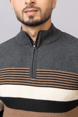 ColorChakra Mens Woolen Sweater for Winters Striper Cardigan Wool