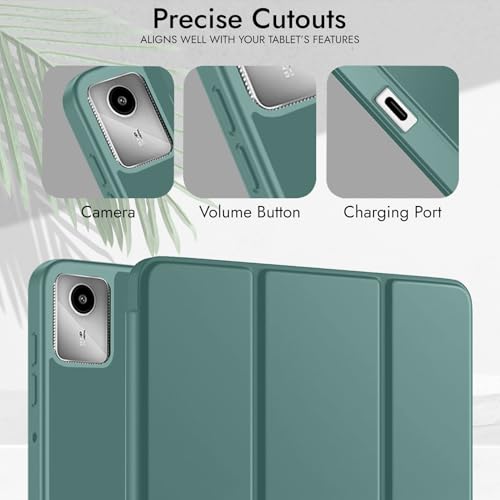 Image of Robustrion Case Cover for Lenovo Idea Tab Cover 11 inch with [Pencil Holder], Trifold Flip Cover Case for Lenovo Idea Tab Cover 11 inch [Auto Sleep Wake Support] - Dark Green