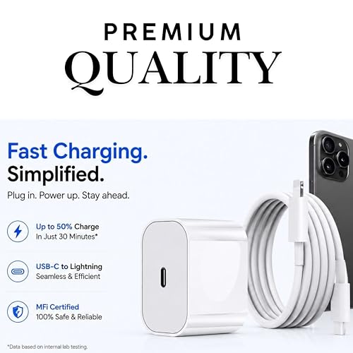 Image of 20W PD Fast Charger for .-Speed to C Cable Compatible with 14 14 Plus14 Pro14 Pro Max 13 13 Pro13 Max13 Mini 12 12 Mini12 Pro Max 11 Series| Original Charging Speed