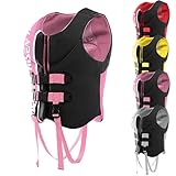 Femxizor Chaleco Salvavidas Profesional De Neopreno con Correas Cruzadas, Chaleco De Flotabilidad Ajustable para Adultos para Nadar, Surf, Kayak, Ayuda para Deportes Acuáticos,L,Pink