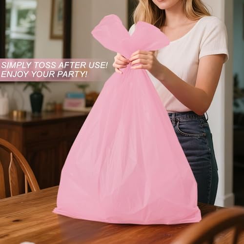 Image of Childom 3 Pack Pink Plastic Tablecloth for Rectangle Tables 54 inch x 108 inch Pink Disposable Table Cloth for Mothers Day Decorations,Plastic Table Cover for Birthday Graduation Party Christmas Anniversary