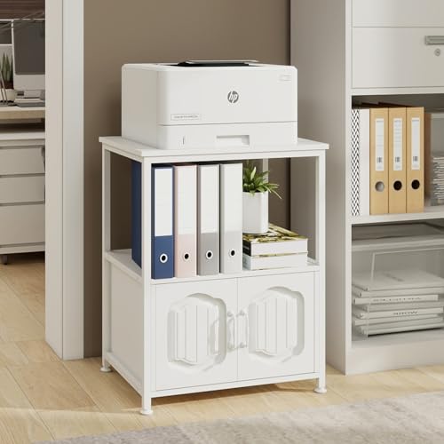 Image of Natwind 3 Tier Printer Stand, Filling File Cabinet with Open Shelves,White