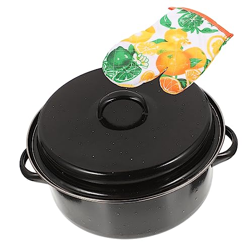 Happyyami 1Set Roasting Pot with Enameled Lid Convenient Kitchen Gadget for Roasting Sweet Potatoes Cooking Supply for Home Camping and Restaurant Use