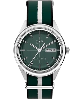 Timex Men's Analogue Quartz Watch Marlin Jet with Fabric Strap, Green, 38 mm, strap