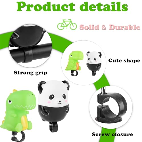 NAMIC 2 Pieces Children's Bicycle Horn, Safety Bicycle Horn, Green Dinosaur, Panda, Universal Cute Cartoon Speaker - Image 4