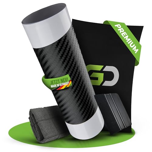 GD-Shield Auto Ladekantenschutz passend für Opel Mokka X ab 2016 Lackschutzfolie-Set, Rakel & Microfasertuch Stoßstangenschutz, Kratzschutz, Schutzfolie, Lackschutz, Carbon Optik