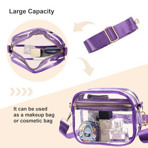 Image of Fibrdoo Clear Bag Stadium Approved, Leather Clear Crossbody Purse Bag for Concerts Sports Events Festivals
