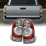 For 2009-2015 Toyota Tacoma Pickup Truck Red Clear Rear Tail Lights Brake Lamps Replacement Pair Left + Right