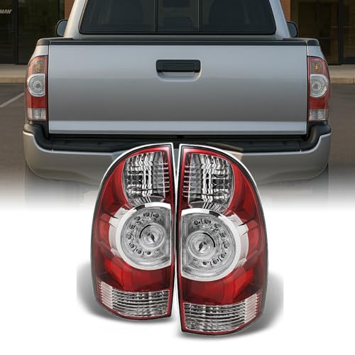 AKKON - For 2005-2015 Toyota Tacoma Pickup Truck Red Clear Rear Tail Lights Brake Lamps Replacement Pair Left + Right