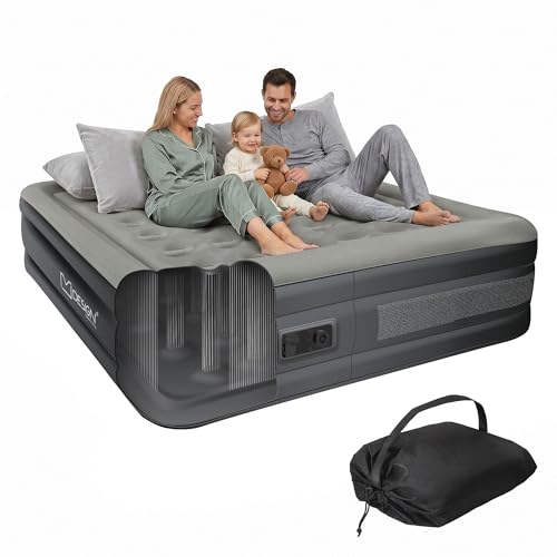 ML-Design Matelas Gonflable pour 2 Personnes, 203 x 157 x 47 cm, Gris, Certifié TÜV, Pompe Électrique 230V Intégrée, Lit Autogonflant Camping Maison,...